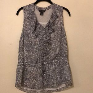 Whbm ruffled printed blouse